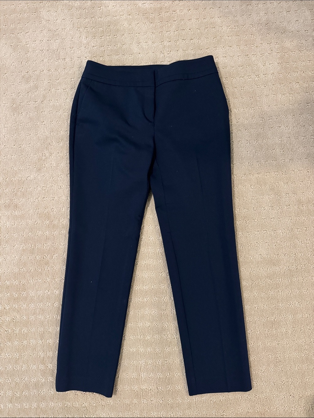 Ann Taylor Navy Tailored Straight-Leg Trousers